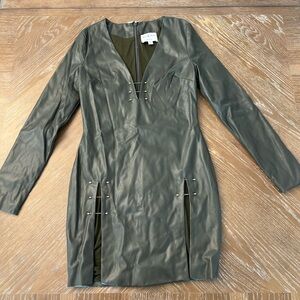 Olive Faux Leather Dress